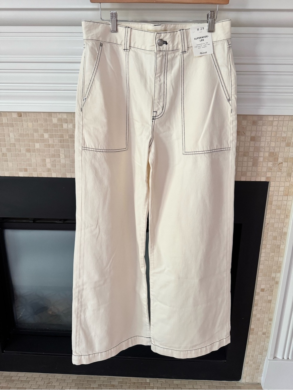 Madewell Superwide-Leg Utility Jeans in Vintage Canvas Size 29 cream denim